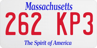 MA license plate 262KP3