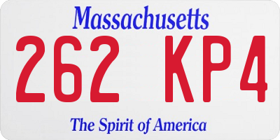MA license plate 262KP4