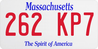 MA license plate 262KP7