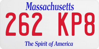 MA license plate 262KP8