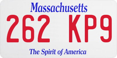 MA license plate 262KP9