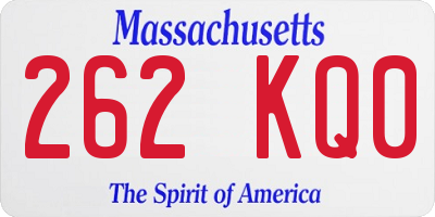 MA license plate 262KQ0