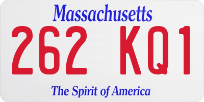 MA license plate 262KQ1