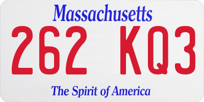 MA license plate 262KQ3