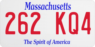 MA license plate 262KQ4
