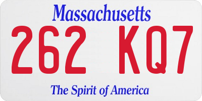 MA license plate 262KQ7