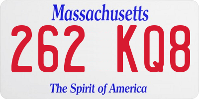 MA license plate 262KQ8