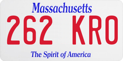 MA license plate 262KR0