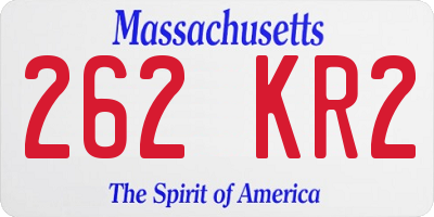 MA license plate 262KR2