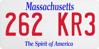 MA license plate 262KR3