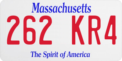 MA license plate 262KR4