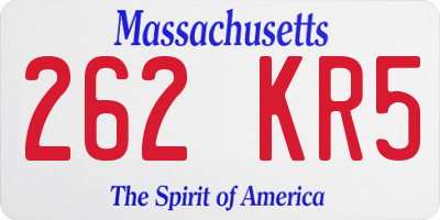 MA license plate 262KR5