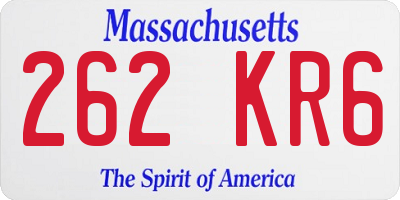 MA license plate 262KR6