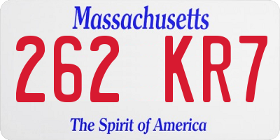MA license plate 262KR7