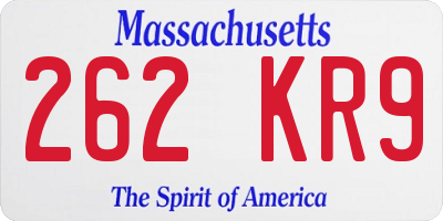 MA license plate 262KR9