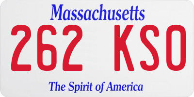 MA license plate 262KS0