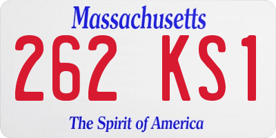 MA license plate 262KS1