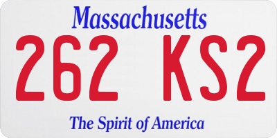MA license plate 262KS2