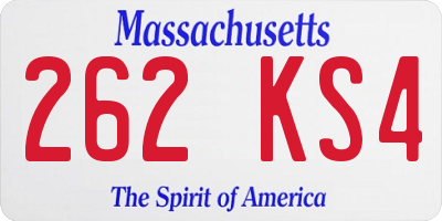 MA license plate 262KS4