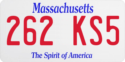 MA license plate 262KS5
