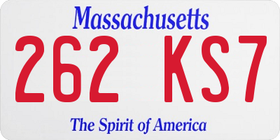 MA license plate 262KS7