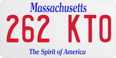 MA license plate 262KT0