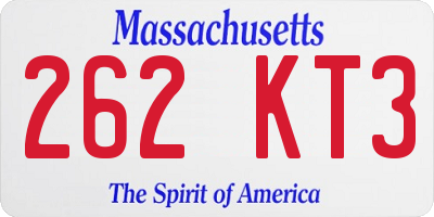 MA license plate 262KT3