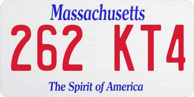 MA license plate 262KT4