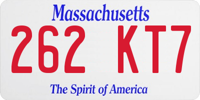 MA license plate 262KT7