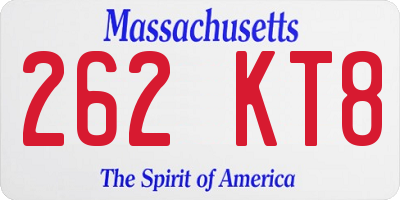 MA license plate 262KT8