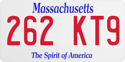 MA license plate 262KT9