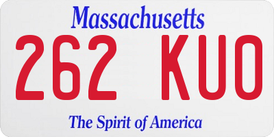 MA license plate 262KU0