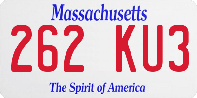 MA license plate 262KU3