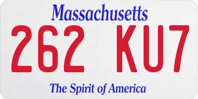 MA license plate 262KU7