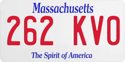 MA license plate 262KV0