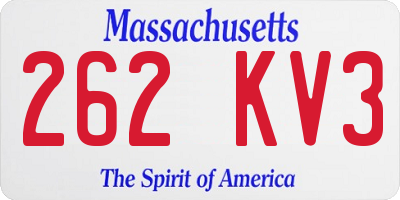 MA license plate 262KV3
