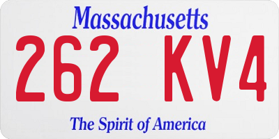 MA license plate 262KV4