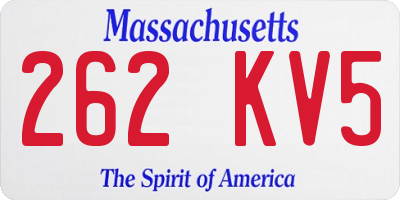 MA license plate 262KV5