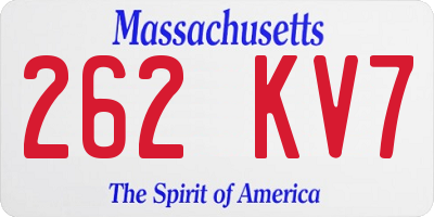 MA license plate 262KV7