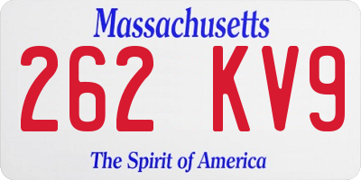 MA license plate 262KV9
