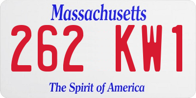 MA license plate 262KW1