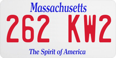MA license plate 262KW2