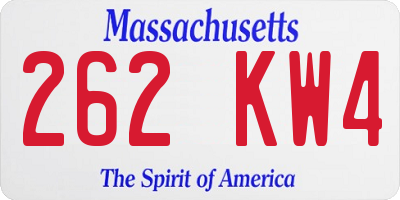 MA license plate 262KW4