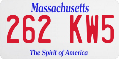 MA license plate 262KW5