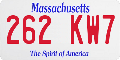 MA license plate 262KW7
