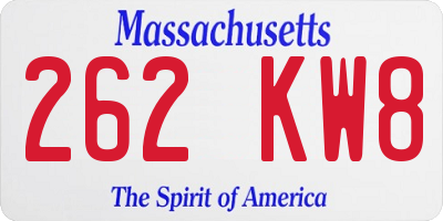 MA license plate 262KW8