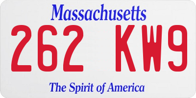 MA license plate 262KW9