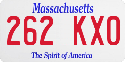 MA license plate 262KX0