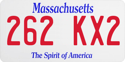MA license plate 262KX2