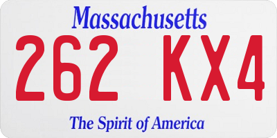MA license plate 262KX4